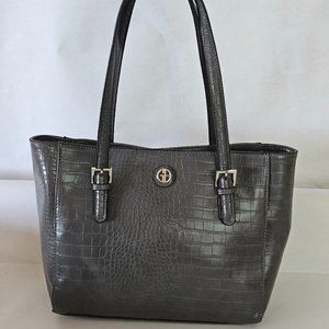 Giani Bernini Croc-Embossed Tote Gray Bag Purse